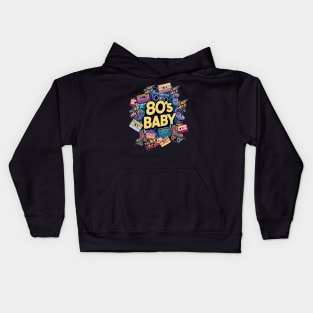 80s Retro Graphic Design Kids Hoodie